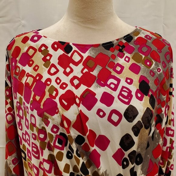 MUSE SZ 8 Twist front, Long-sleeve Abstract Print Stretch Midi Dress - Picture 6 of 9